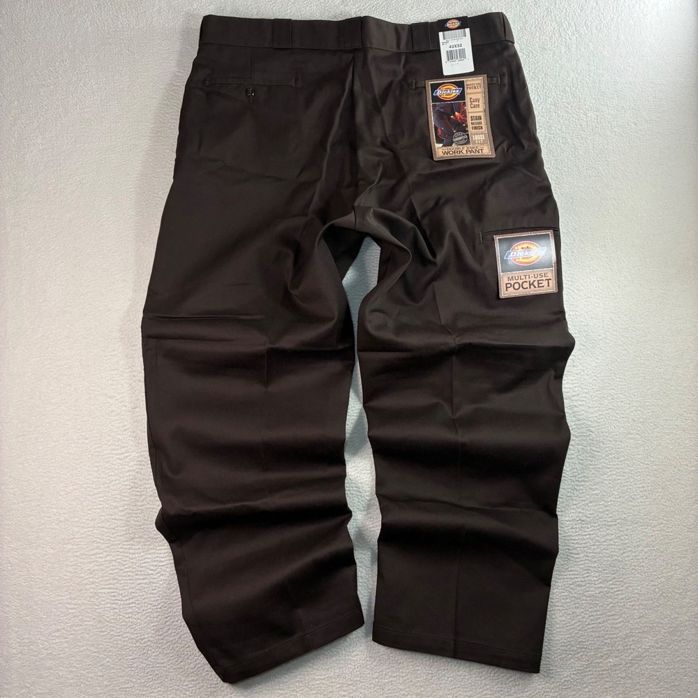 Dickies Double Knee Work Pants Men 42x32 Brown Loose Straight Scotchgard 3M NWT